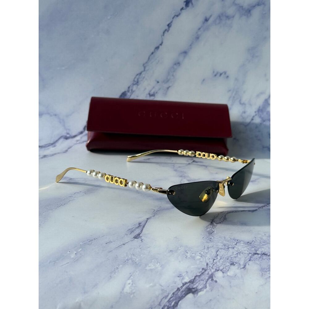 NEW Gucci GG1920S Gold Cat Eye Pearl Sunglasses - Picture 5 of 10